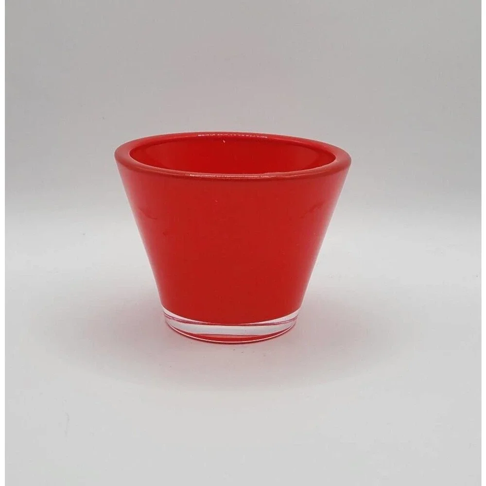 Crate & Barrel Lolli Tomato Red Glass Votive Candle Holder Made in Germany